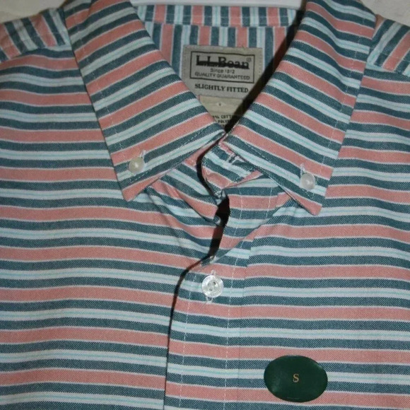 L.L. Bean Striped Button Up Small Slightly Fitted Men's Dress Shirt NWOT - Picture 5 of 14